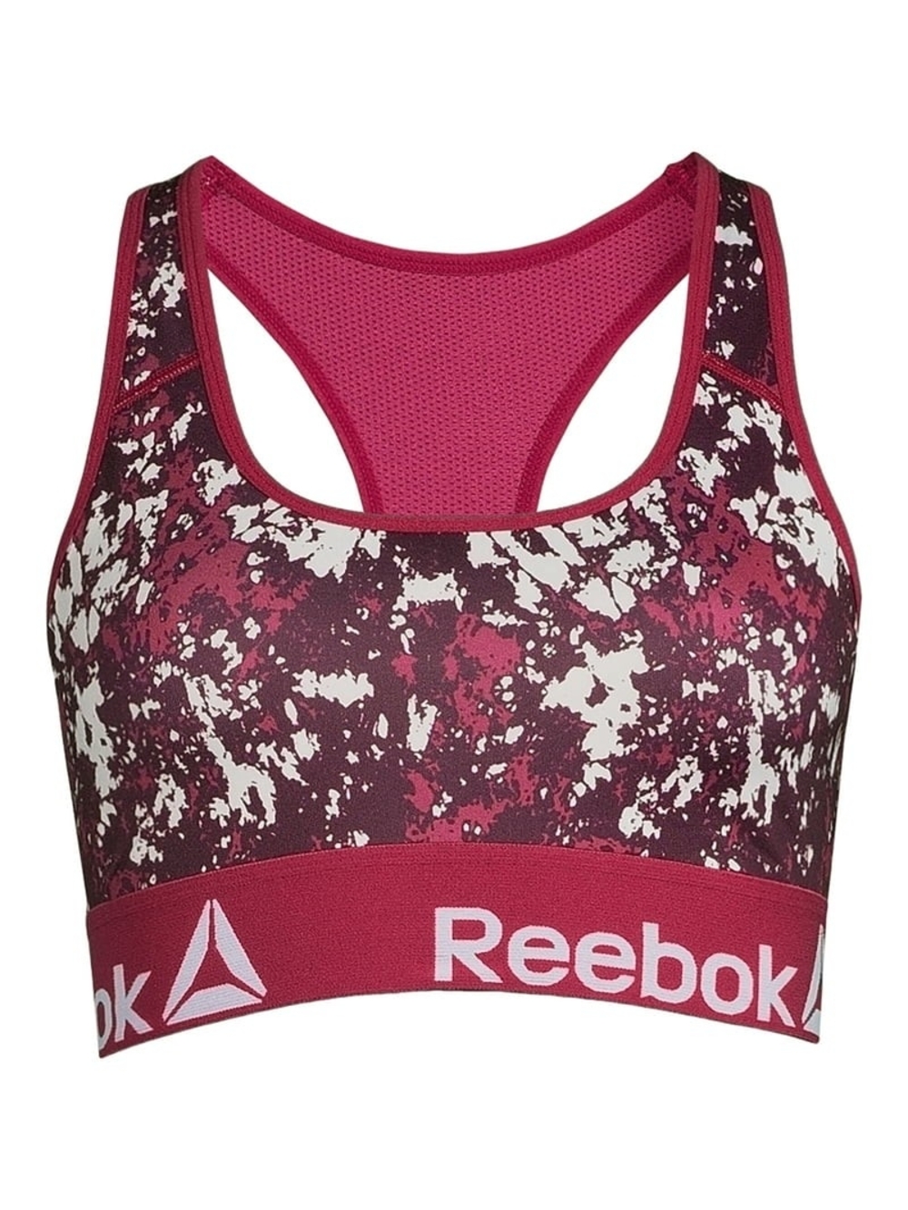 Reebok Women's Pink Printed Sports Bra - Supportive Racerback
